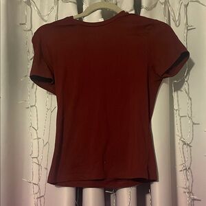 H&M Short Sleeve Crewneck Top in Deep Rust